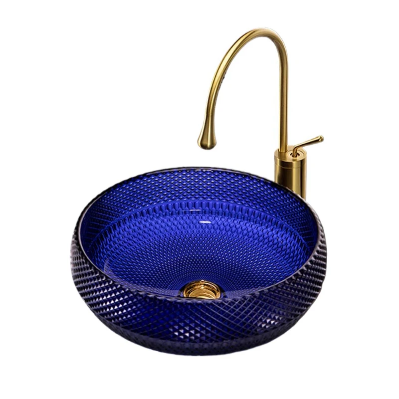 

L Round crystal glass table basin Household cleansing art basin