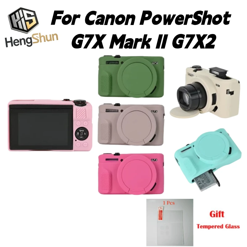 Camera bag For Canon G7XII G7X2 Rubber Silicone Camera Cover Silicone protective case Silicone case + 1PCS Free Tempered Film