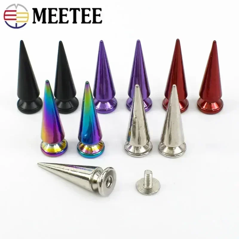 5/10/20 pçs cone de metal studs rebites bolsa vestuário punk unhas sapatos bolsa parafuso botões diy couro artesanato acessórios de ferragem