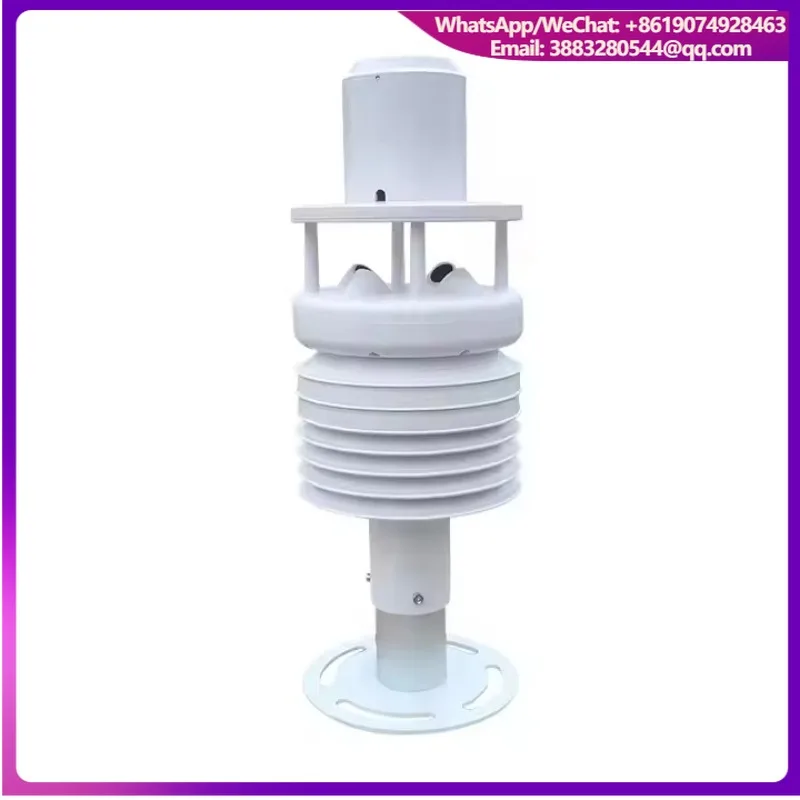 6 Elements Air Temperature Pressure Ultrasonic Wind Vane Agriculture Solar Powered Ultrasonic Anemometer Compact Weather Station