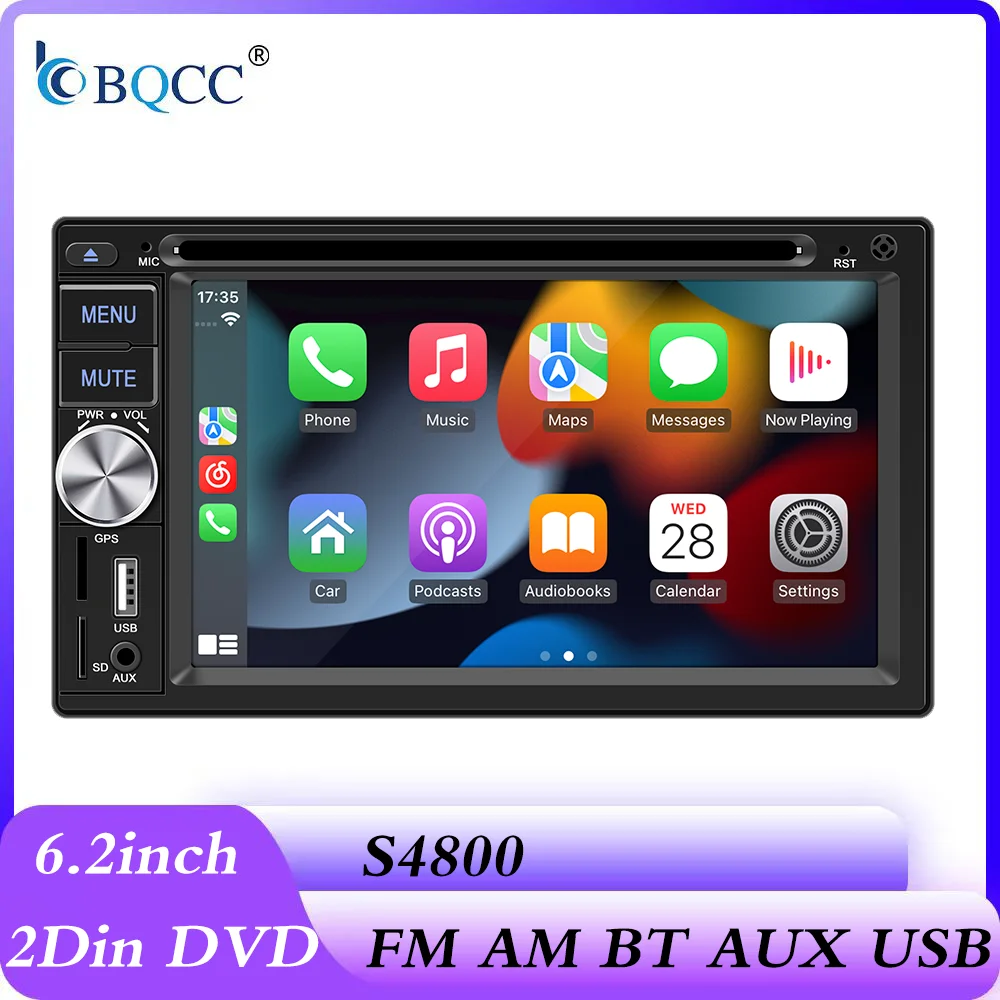 BQCC 6,2" Auto-DVD-Player Radio FM AM RDS Mirrorlink verkabelt Android CarPlay BT AUX USB-Aufladung Autoradio S4800