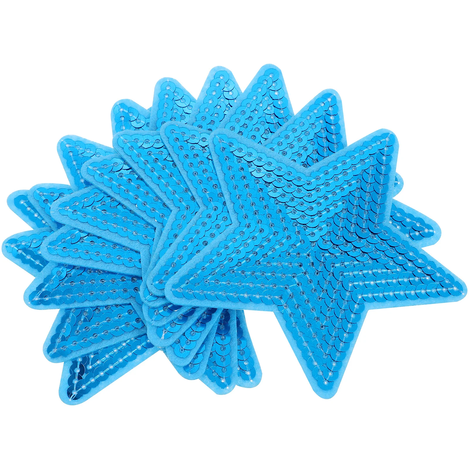 

10pc Sequin Five-Pointed Star Patches Blue Embroidered Iron On Appliques For Jeans Shirts Bags Hats Craft Sewing Accessories