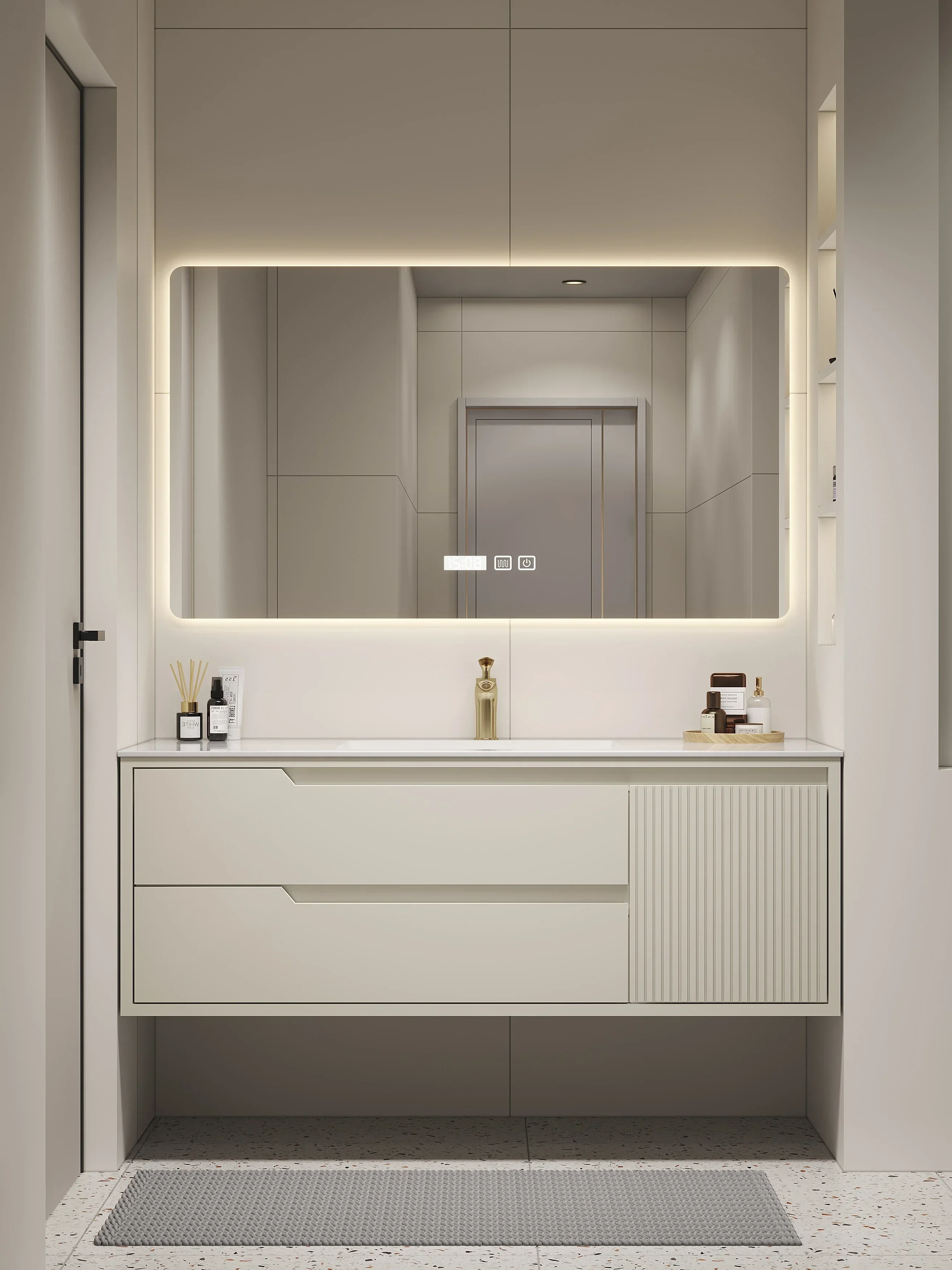 Customize the modern simple slate seamless ceramic integrated basin bathroom cabinet, combined bathroom washstand, washbasin cab