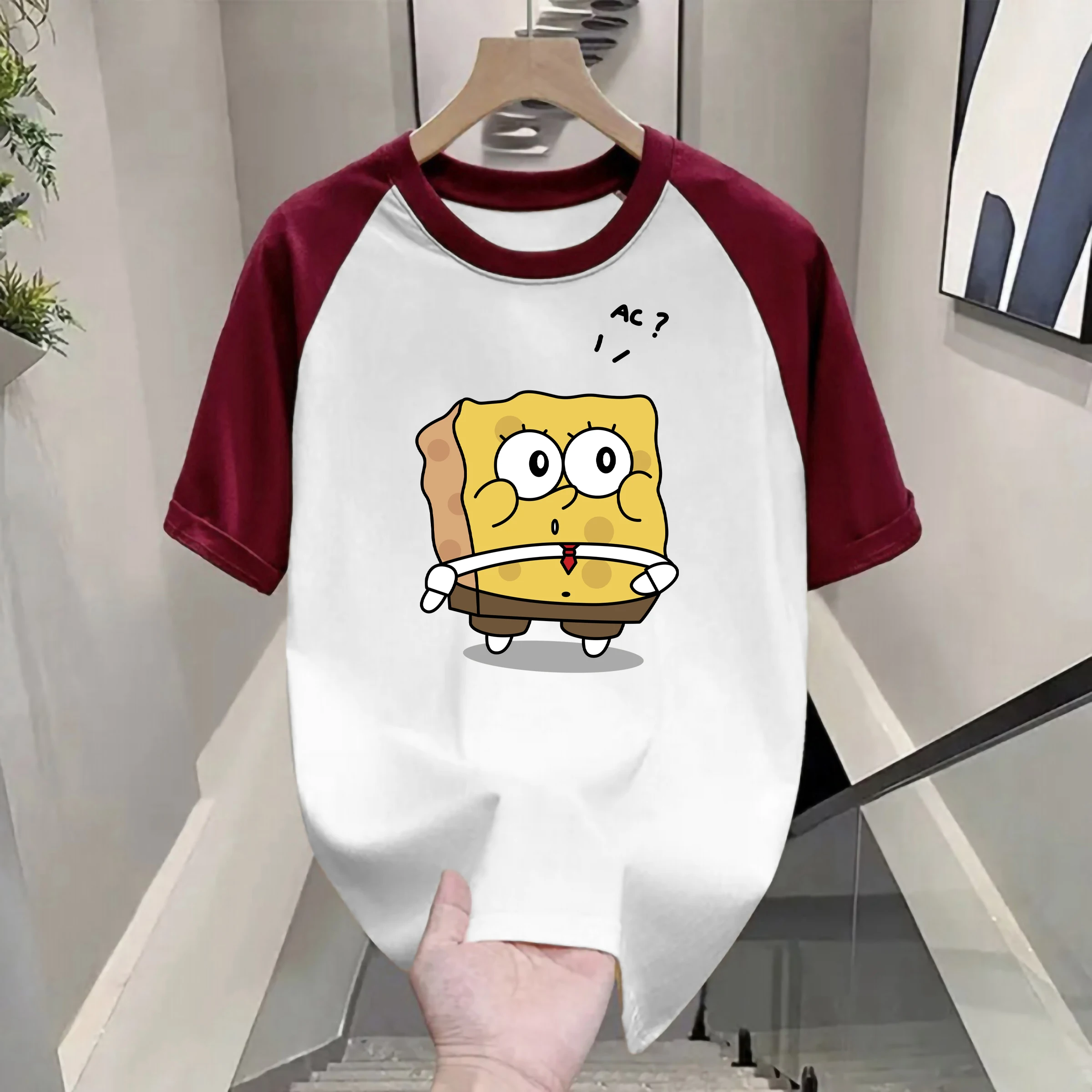 

Футболка из чистого хлопка Heavyweight Color Blo с коротким рукавом, летняя, модная, с мультяшным принтом, в стиле колор-блок, крутой дизайн