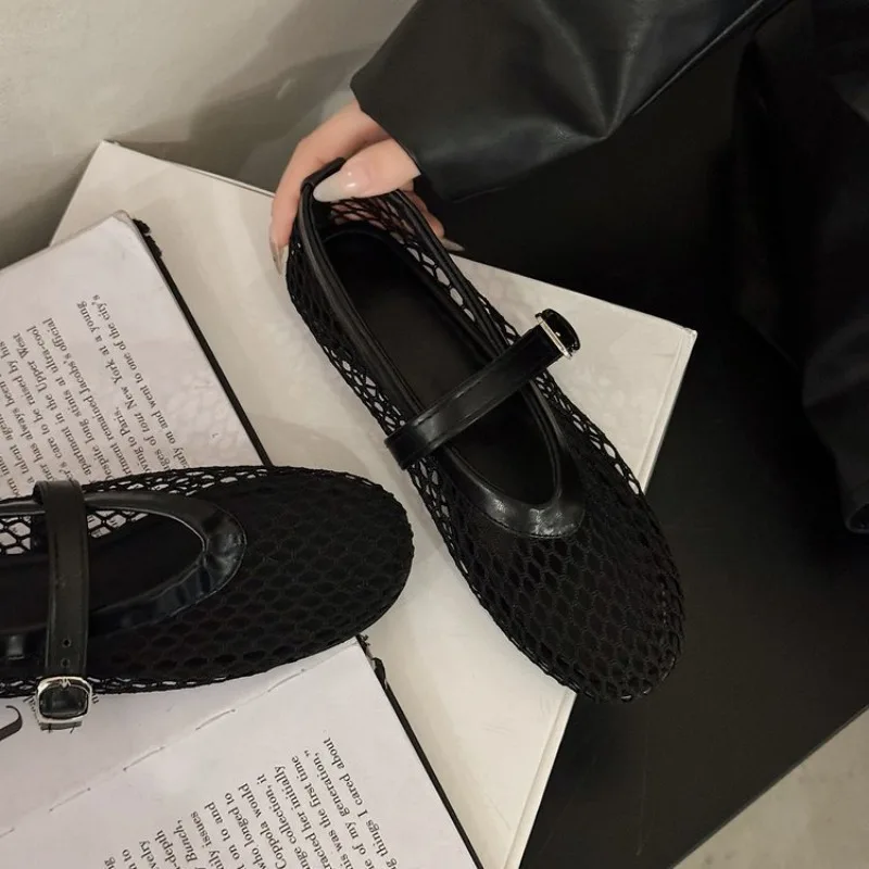 2026 Summer New Women's Fishnet Sandals - Breathable Non-Slip Wear-Resistant Soft and Comfortable Mesh Flat Sandals