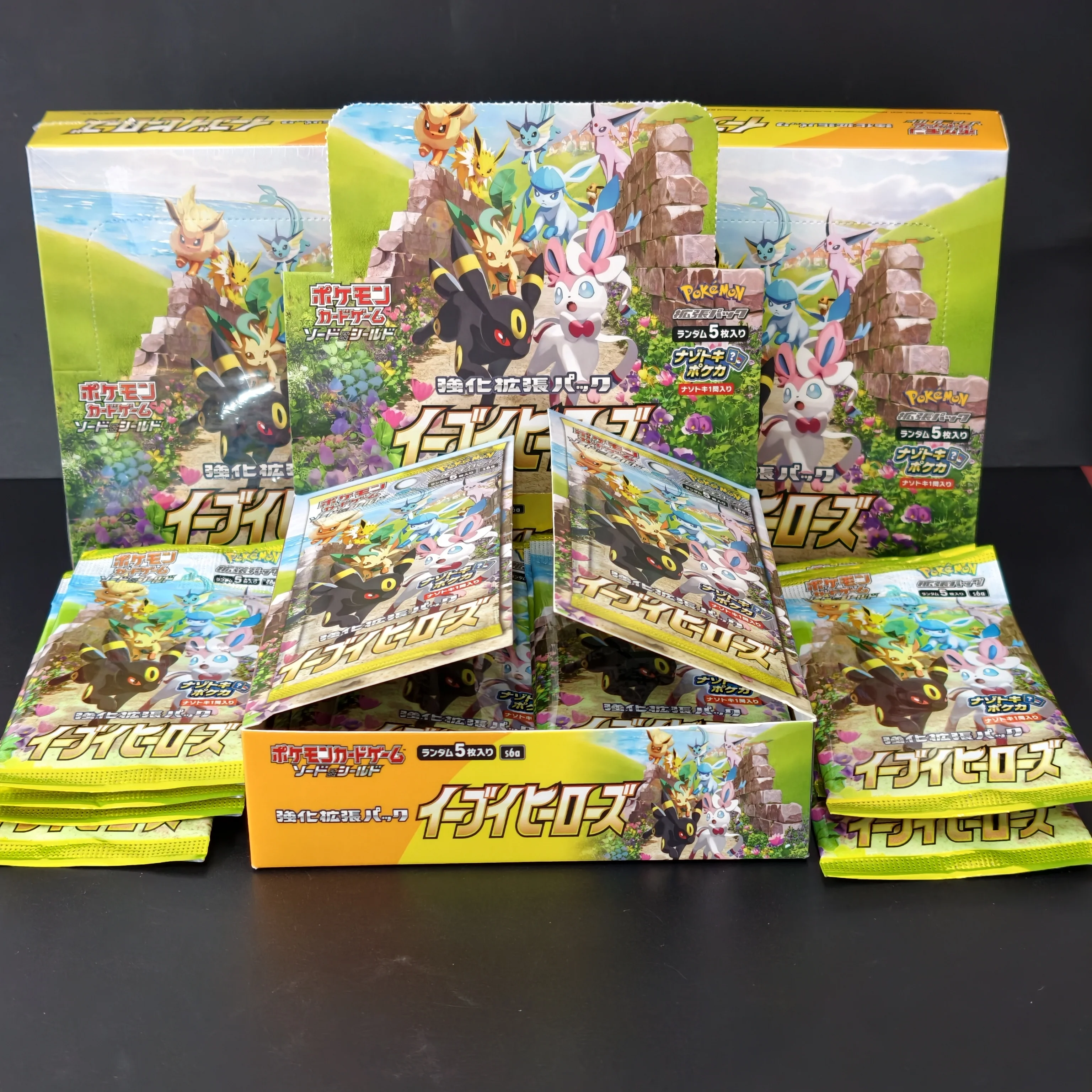 Proxy PKM Booster Box Eeveelutions S6A Eevee Heroes Booster Box Fabrikversiegelt Japanische Version DIY TCG Advanced Anime Box Karten