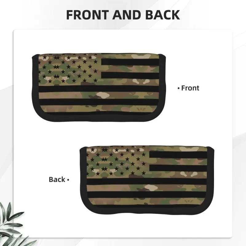 Custom U.S. Flag Camouflage Korean Pencil Cases Girls Boys Large Capacity Camo Pencil Bag Pouch Students Stationery