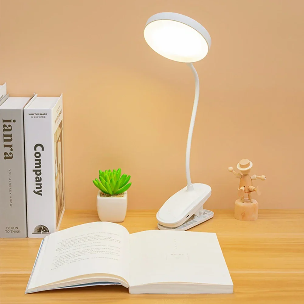 Table Lamp USB Rechargeable Night Light With Folding Clamp Study Stand Read Lamp  3 Modes Dimming Eye Protection Light