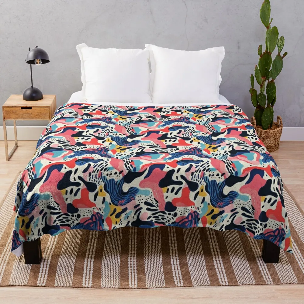 Abstract 1990s style pattern Throw Blanket Multi-Purpose Fashion Sofas Luxury Designer Decorative Beds Blankets