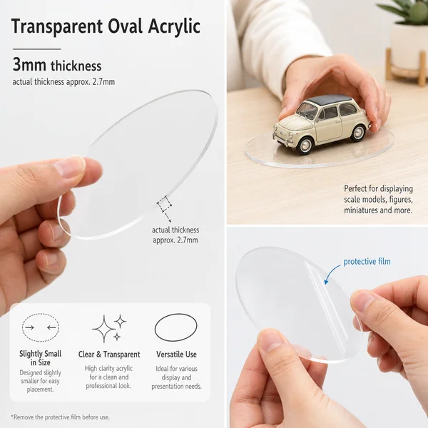 3mm Clear Acrylic Ovals 60×35–120×92mm | Wargame Base World | Laser-Cut Perspex for Miniature Basing & Terrain