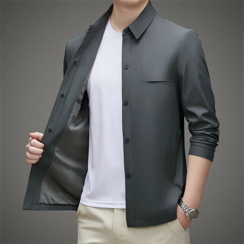 Men's Korean Fashion Short Turn Down Collar Youth Jacket 2023 New Spring and Autumn Men Smart Casual Outerwear & Coats