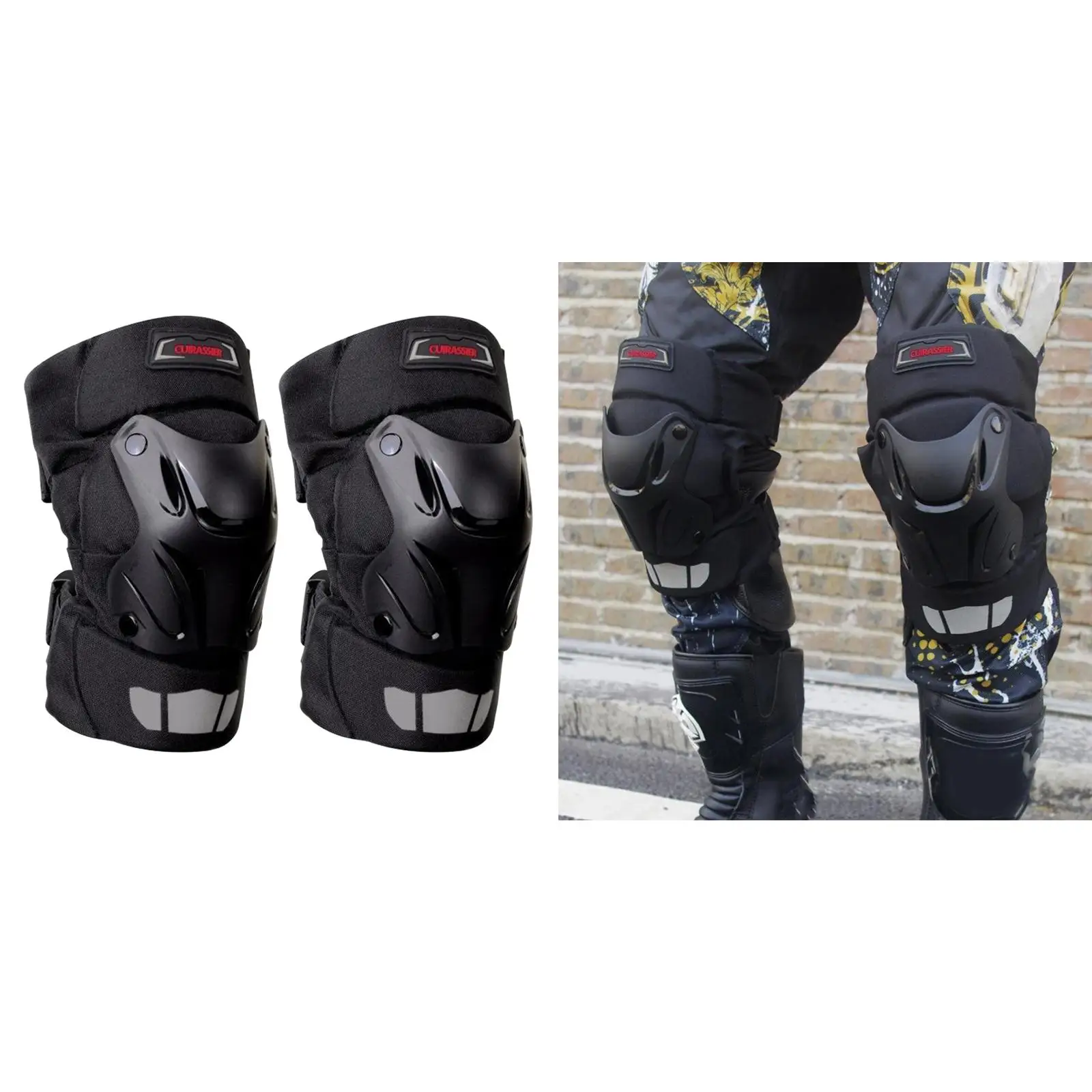 2 Pieces Adjustable Motorcycle Knee Pads Guards for Adults