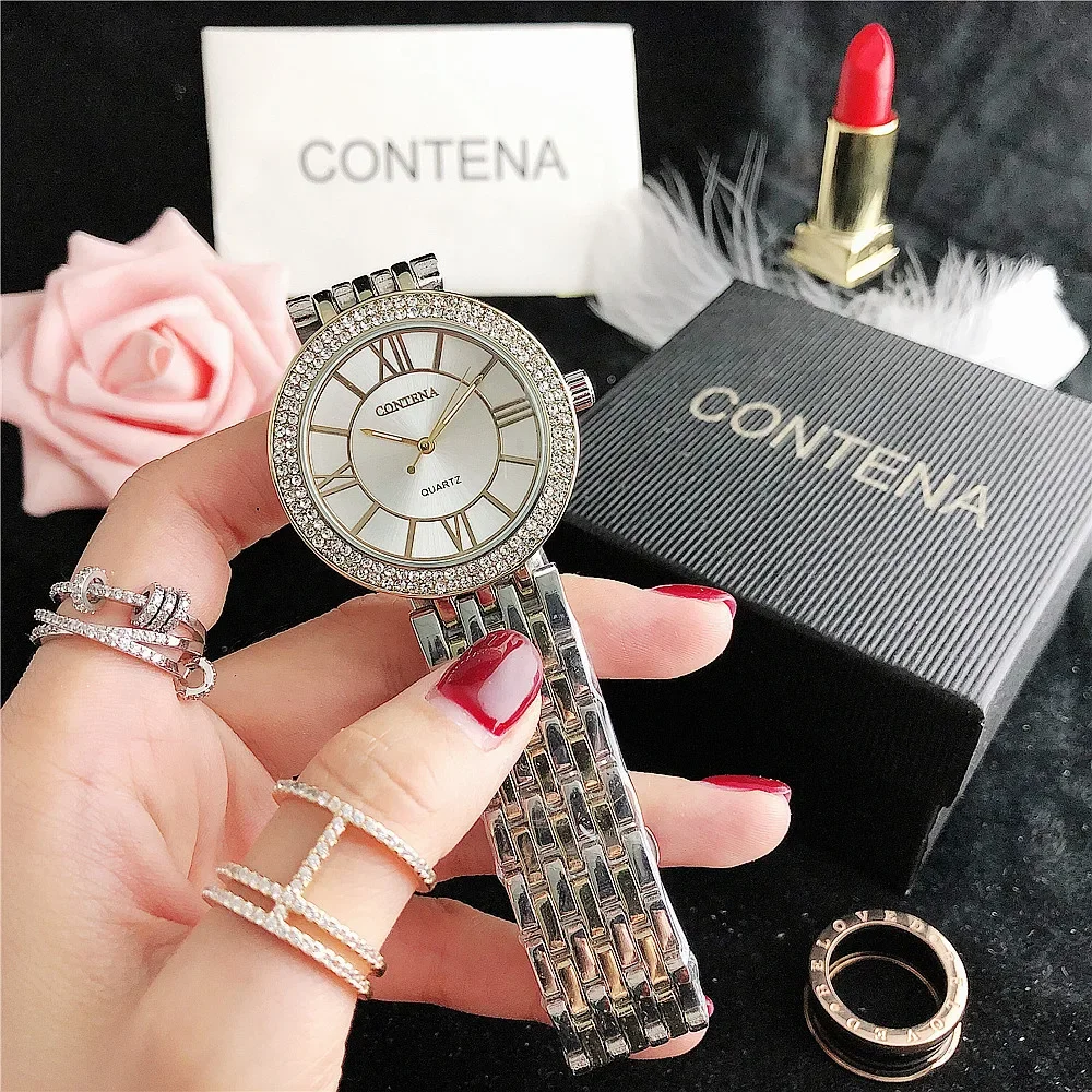 GOOD Time Leisure Minimalist Grid Watch with Diamond Inlay Roman Scale Alloy Fashion Watch Women's Quartz Clock reloj para mujer