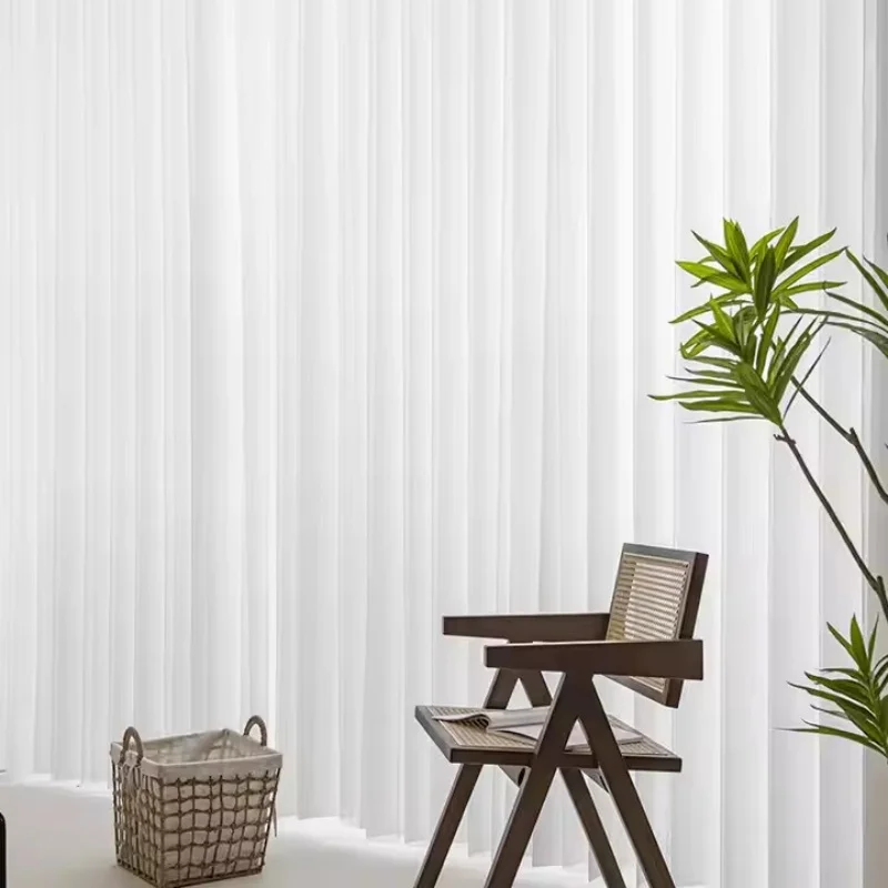 Best Quality Fashion filter Machine Washable High-End Fabric Connect Tuya Google Motorized Vertical Dream Sheer Curtain For Home