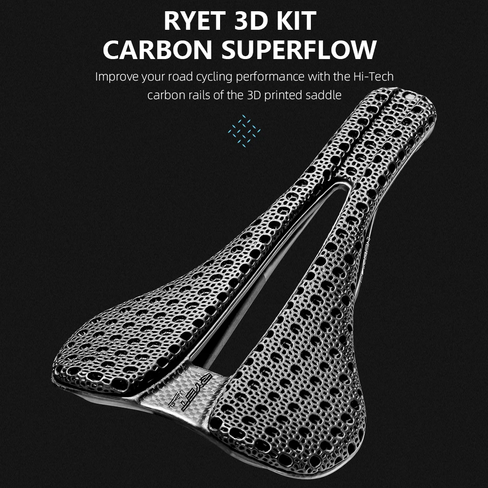 RYET RT05S 3D Printed Carbon Bike Saddle 143mm/155mm 7*9 EVA Triathlon Road MTB Gravel Cycling Seat Cushion Ergonomic Bike Seat