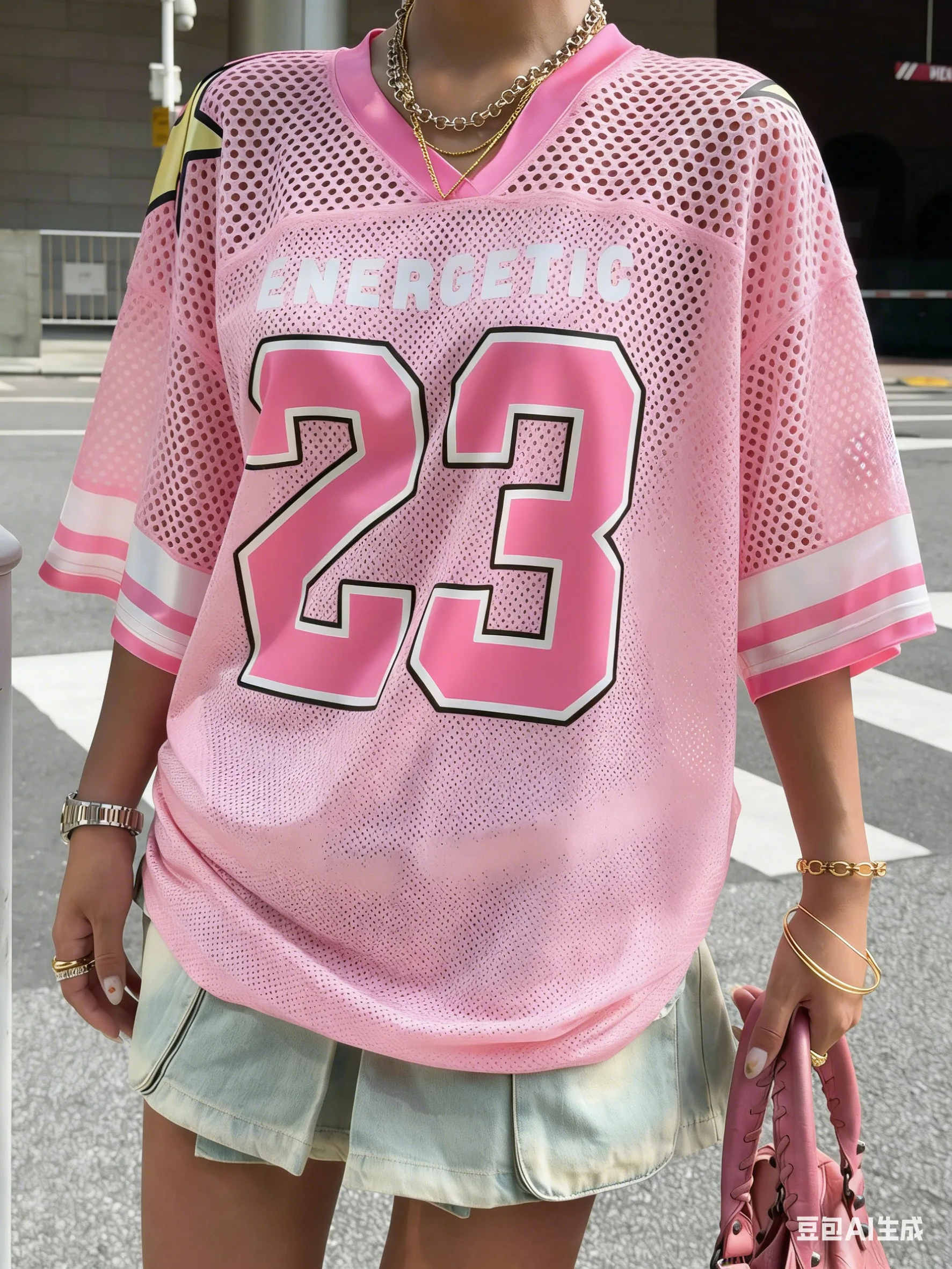Damen Sommer T-Shirt Grün Mesh California Schriftzug Grafik Kurzarm Locker Sitzend Sport-Shirt Y2K Street Retro Mode Freizeitkleidung – Detail 5