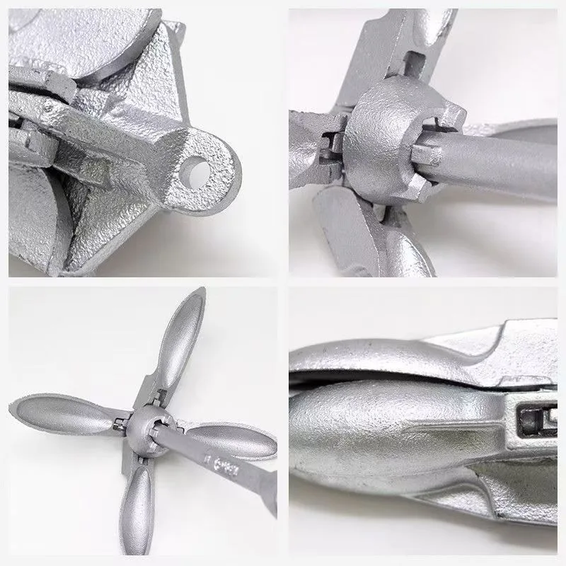 Stainless Steel Folding Grapnel Anchor for Kayak Canoe Boat Raft Portable Marine Fishing Anchor with Buoy Ball Boat Accessories