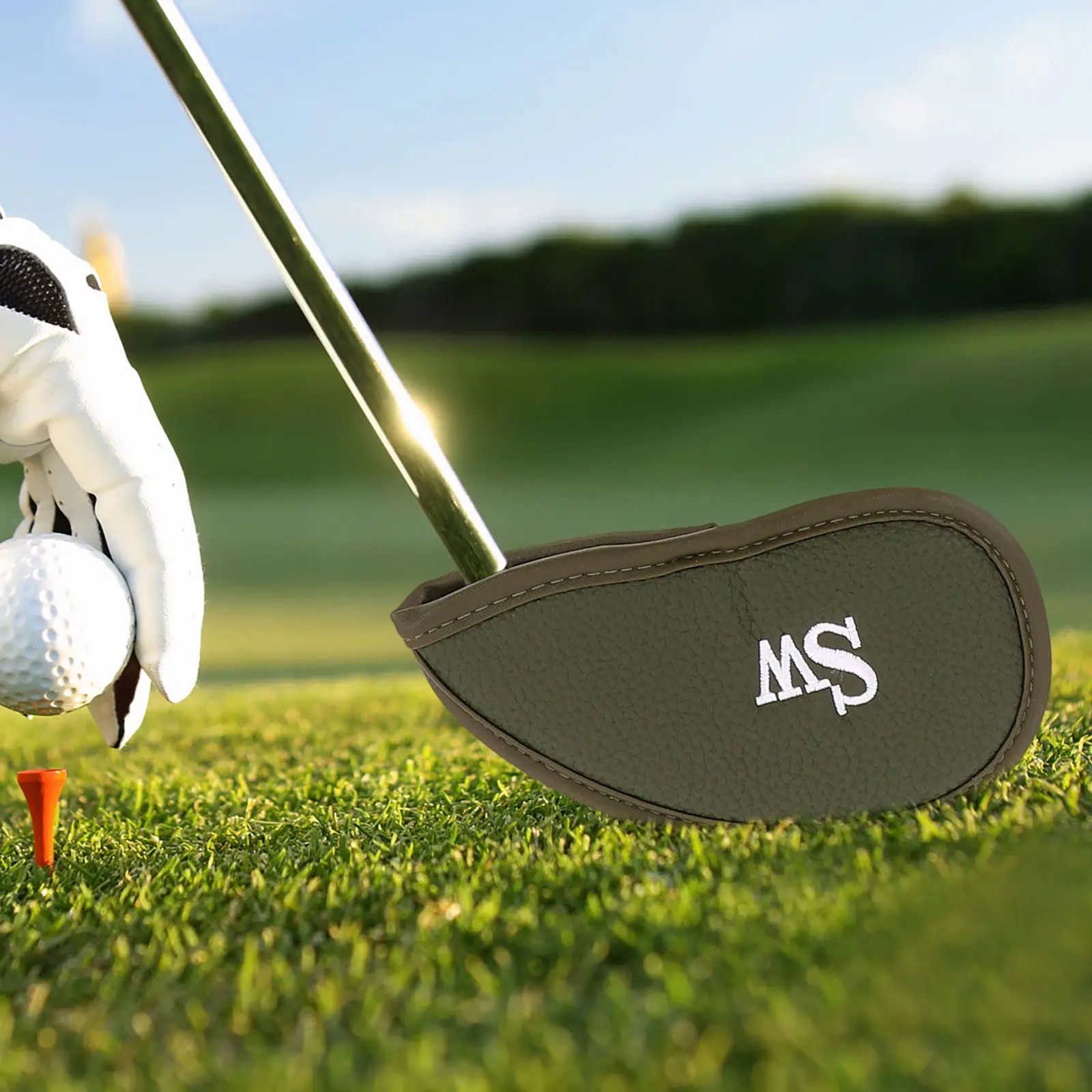 

12Pcs Golf Iron Covers PU Fake Waterproof Reusable Head Protectors Snug Fit for Club Heads Numbered Golf Course Sand