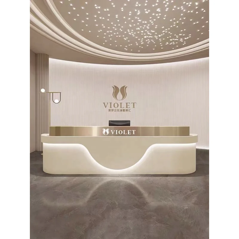 custom.Simple modern beauty parlor cashier Stainless steel clothing store bar barbershop front desk