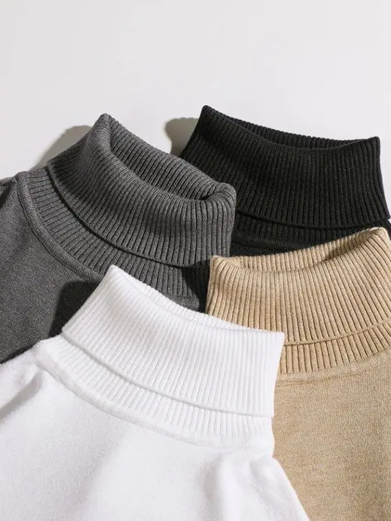 Мужской трикотаж в японском стиле в стиле ретро с высоким воротником, свободный крой, базовый слой, однотонная внутренняя верхняя одежда, модная осень-зима