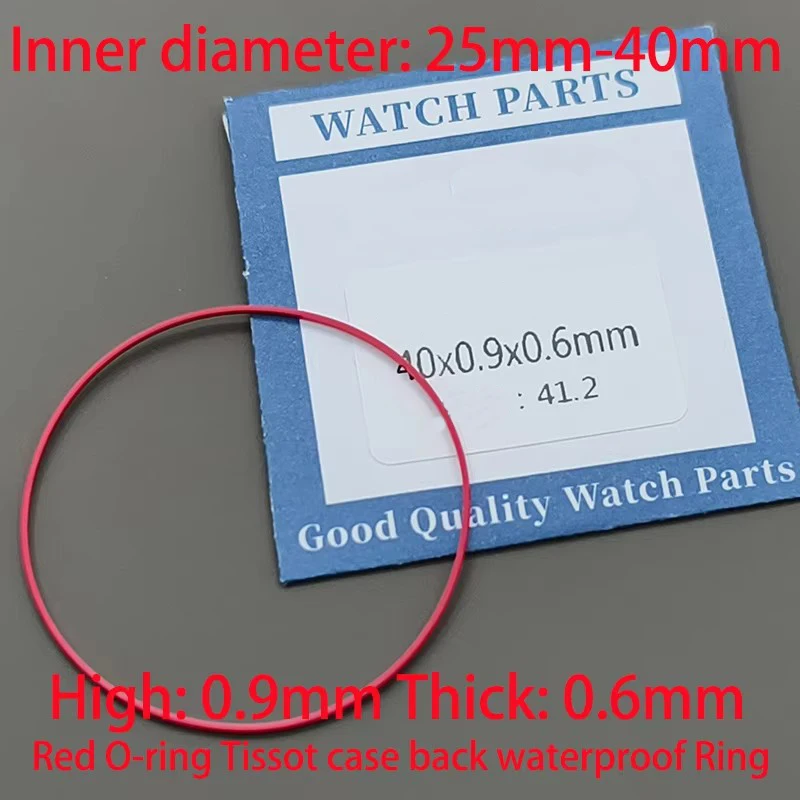 Dia 25-40MM Red Gasket Ring Waterproof Gasket Fits Watch Case Back Cover T035 Couturier 1853 Case Ring Accessories