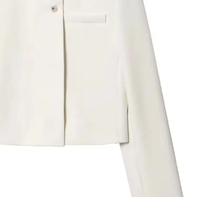 HH Women's Autumn High Street Coats White Half-High Collar Pockets Single-Breasted Female Fashion Long Sleeves Jackets  2025