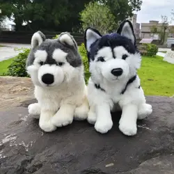 Simulation Siberian Sled Dog Cute Husky Doll Two Puppy Dog Stuffed Plush Toy Lifelike Animals Simulation Stuffed Toy Gifts