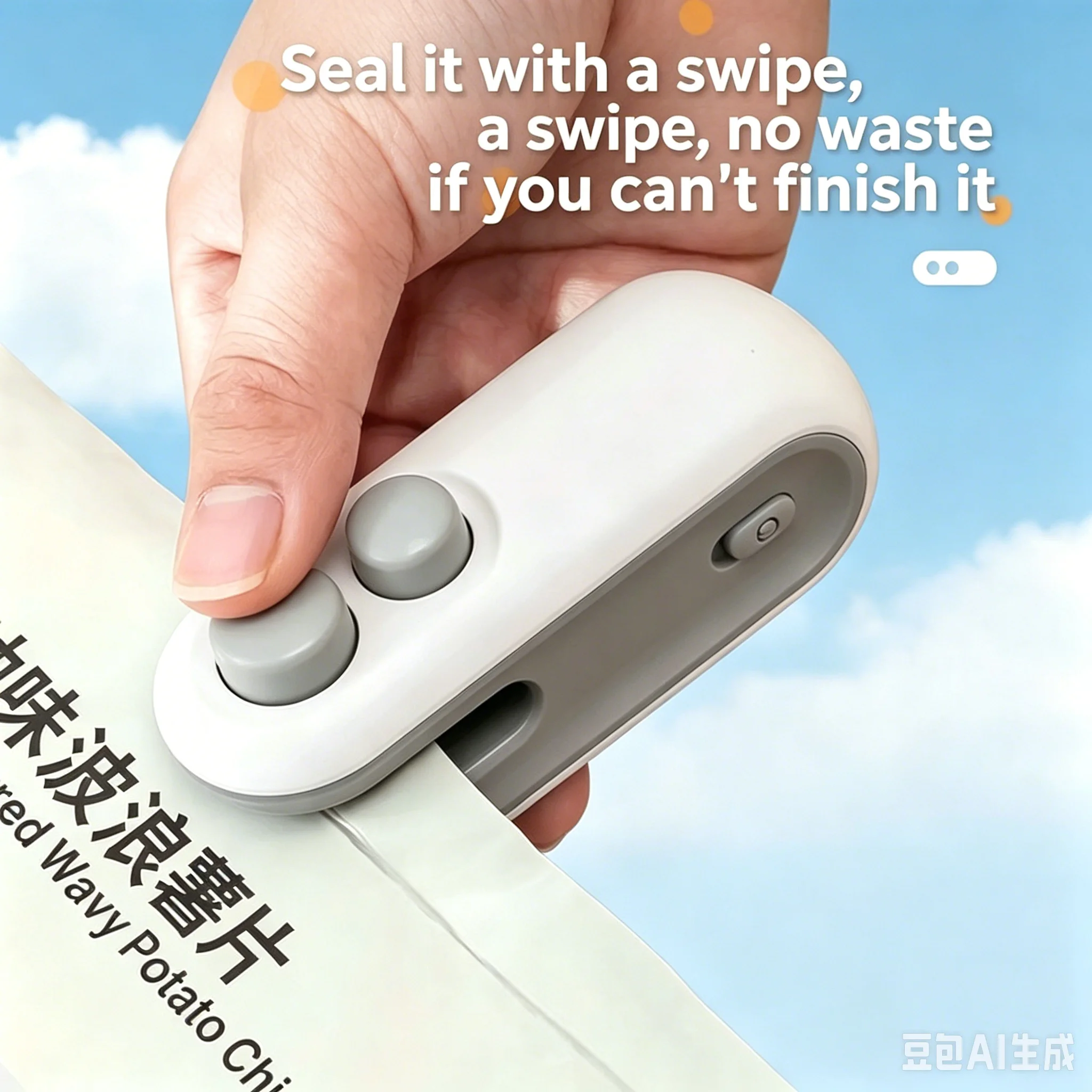 The listing describes the device as a portable 2-in-1 sealer and cutter.