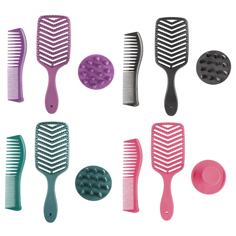 

3 Piece Set Hair Comb Detangling Hairbrush for Curly Hair Scalp Massage Combs Home Salon Easy To Clean Styling Tools