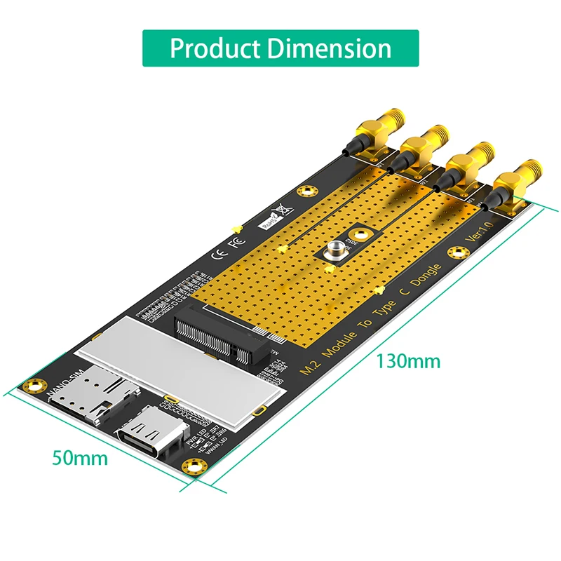 Imagem -05 - tipo c Adaptador de Rede com Cabo Usb 3.0 m2 b Key 3g 4g Módulo 5g Nano Slot Suporte para Antena Rm500q Rm500u Gm800 Sim8200