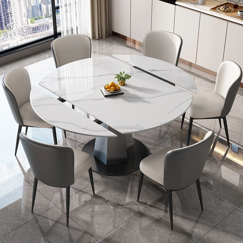 

Round Light Luxury Dining Table European Small Space White Restaurant Dining Table Space Saving Mesas De Comedor Furniture