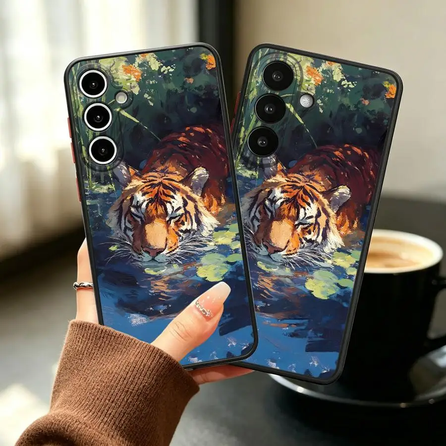Case for Samsung Galaxy A23 A35 A17 A52 A16 A15 A54 A53 A73 A33 A34 A36 A56 A55 A52S A72 Phone Cover Swimming Tiger