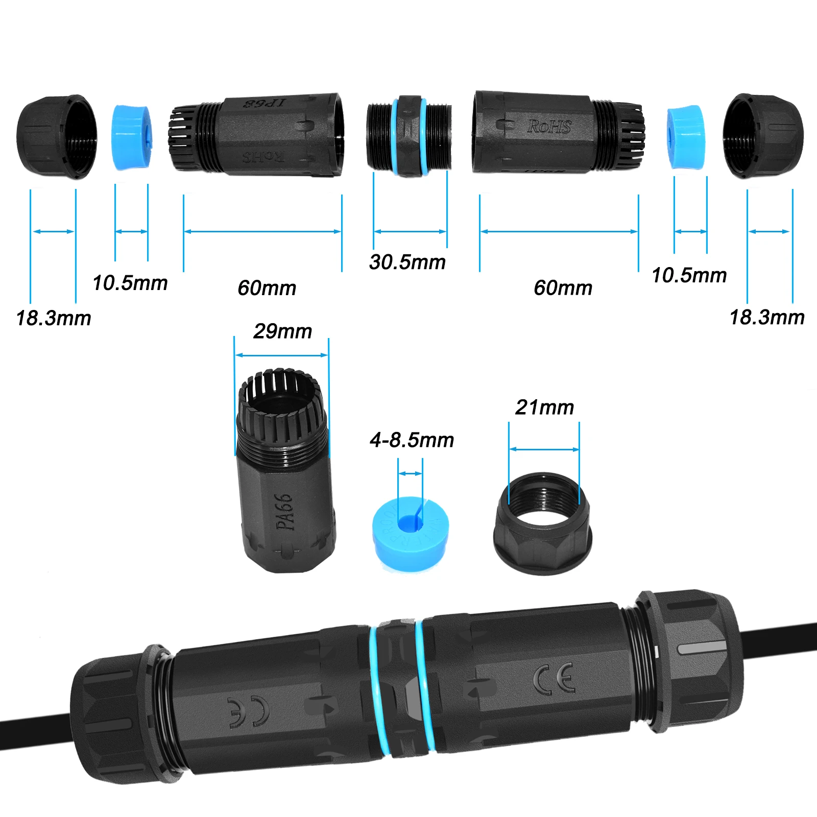 M25-CAT6 IP68 Waterproof Shielded RJ45 Female-Female Coupler Outdoor CAT6 LAN Network Cable Adapter