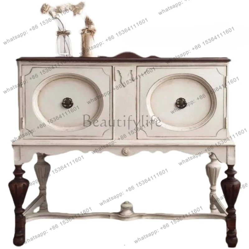 

French retro entrance hall entrance cabinet/American rural light luxury decoration medieval storage shoe cabinet