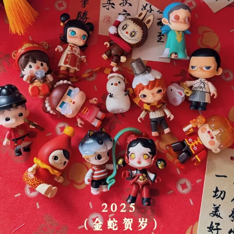 

Genuine Wealthy Snake'S New Year Celebration-Fortunate Series Labubu Figures Skullpada Peach Blossom Teahouse New Year Gift