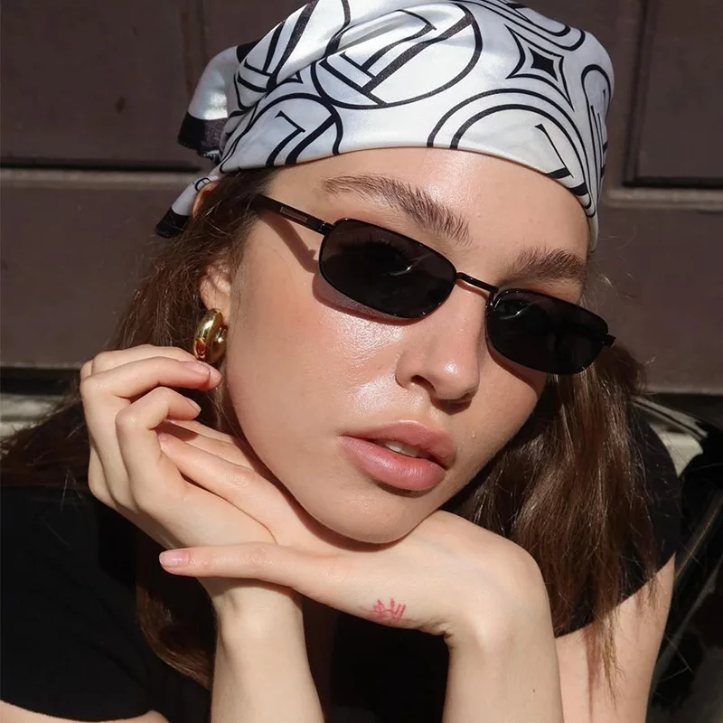

Metal framed rectangular sunglasses for women fashionable vintage style sunglasses outdoor travel glasses UV400 protection