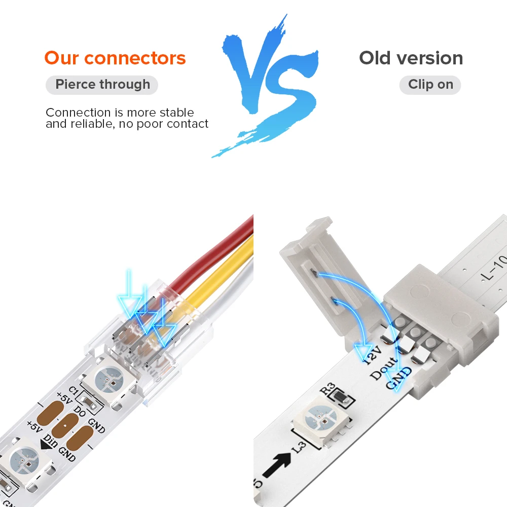 SK6812 WS2811 FCOB 12pcs Transparent Solderless Cover Connector 15cm Wire DIM CCT RGB WS2812B 5050 RGBW RGBCCT LED Strip 2-6 PIN