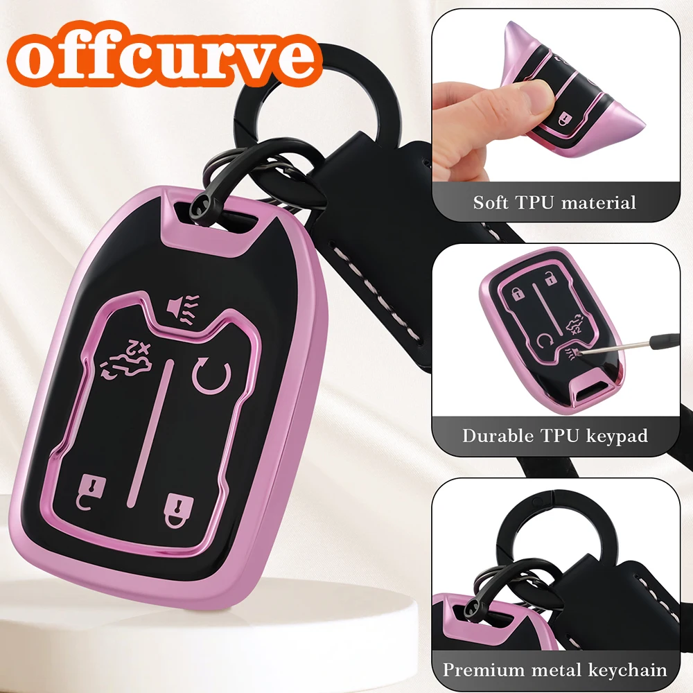 Para GMC Key Fob Cover con llavero funda protectora para llave para GMC Chevy Acadia Sierra Terrain Silverado 1500 2500HD 3500HD