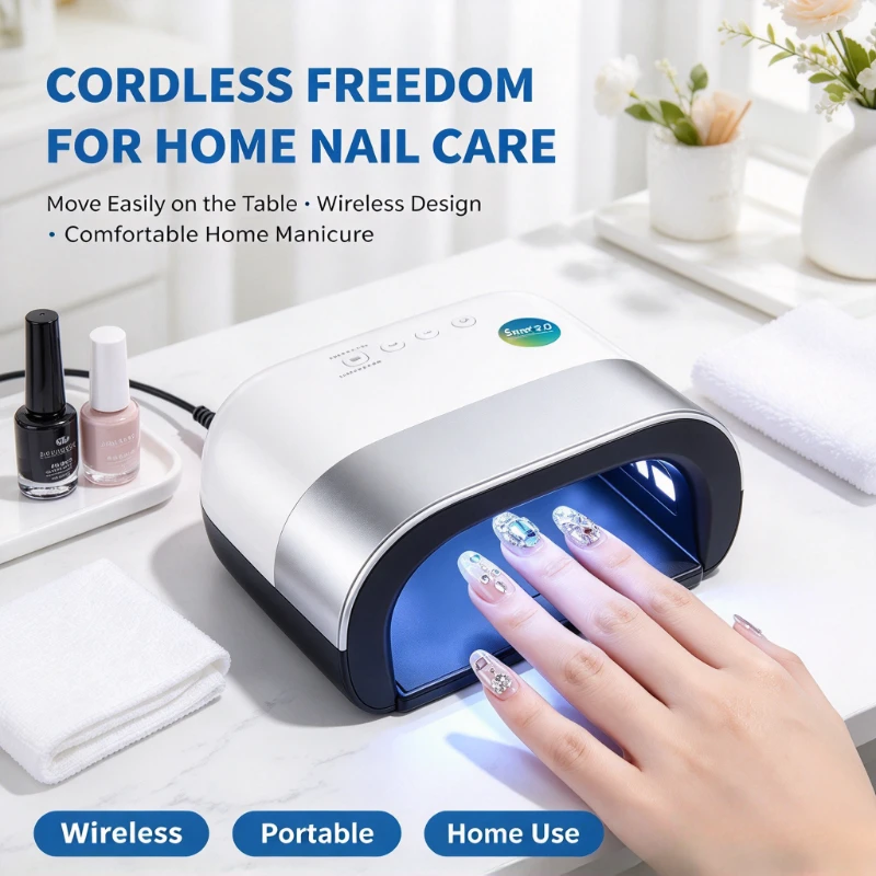 UV LED Cordless Manicure Lamp, UV Lamp for Gel Nail 4 Smart Timer and Sensor Home Salon Manicures with Settings