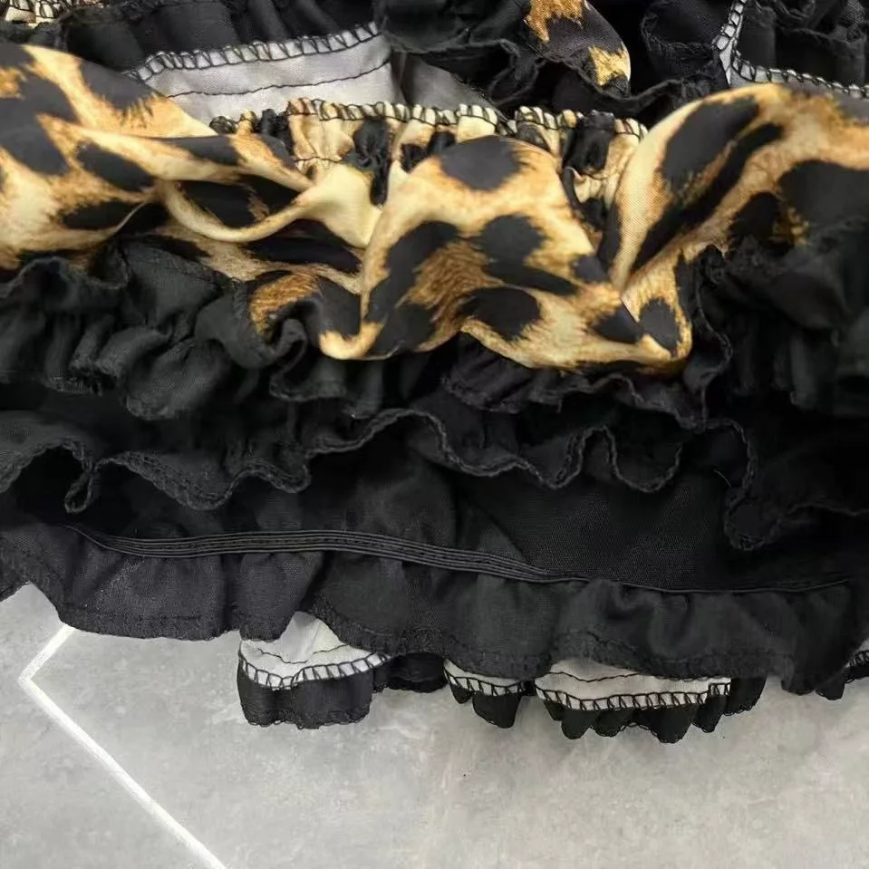 Hot Girl Y2K Fashion Punk Vintage Short Fluffy Skirt Leopard-print Cake Skirts Women Japanese Harajuku Subculture Soft Skirts
