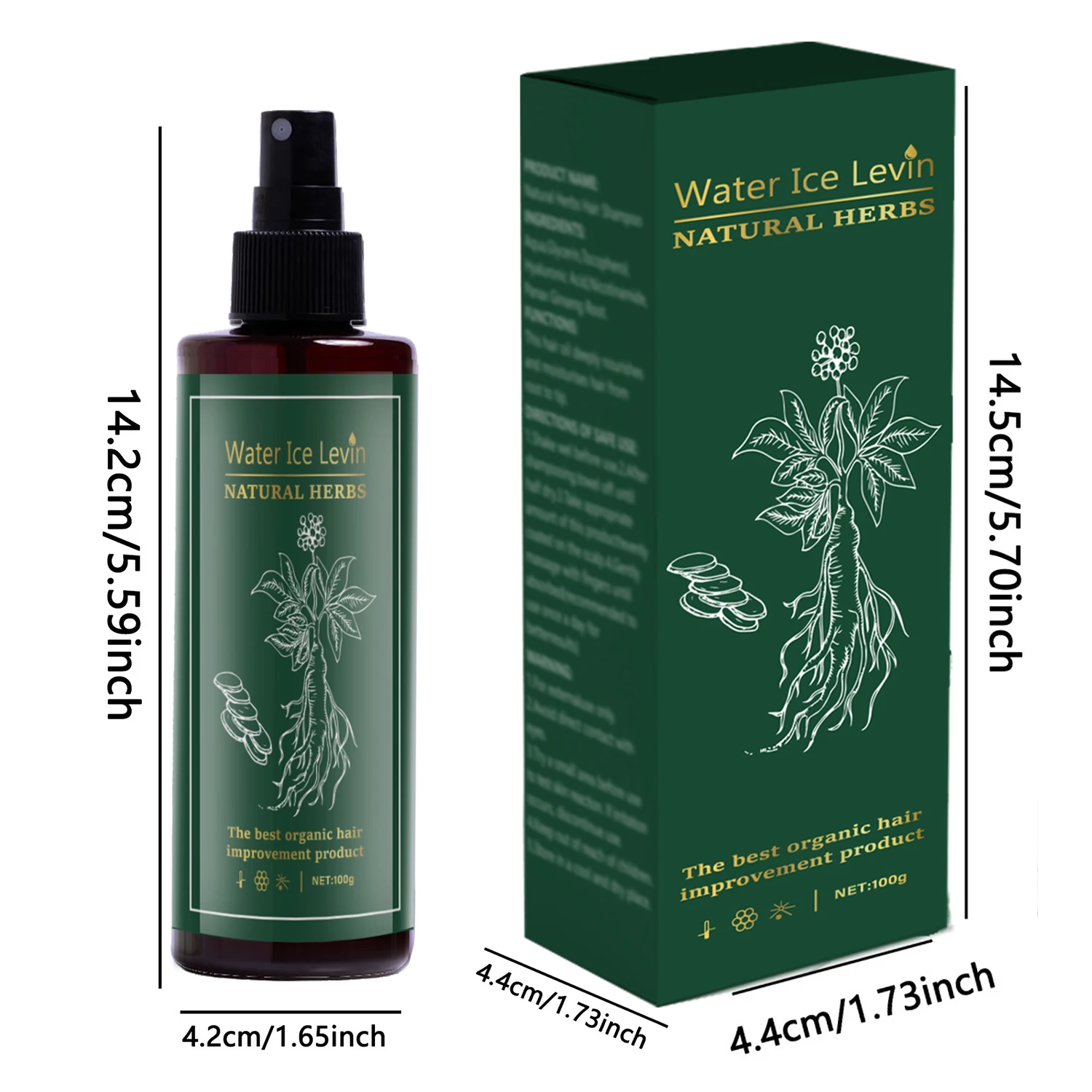 Gentle Herbal Hair Care Spray - Smoothing Scalp Renewal Spray, Ginseng Nourishing Hair Spray, Moisturizing and Shine Spray, Suitable for Oily and Dry Hair Types