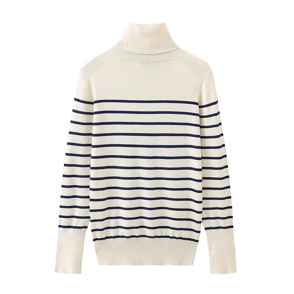 Dave&Di British Fashion Ladies Basic Sweater Cuffs Gold Turtleneck Buttons Solid Simple Knitwear Women