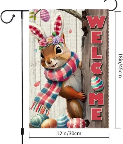 Spring Easter Garden Flag 12X18Inch Vertical Double Sided Rabbit Ears Squirrel C ZZU WWL IIC