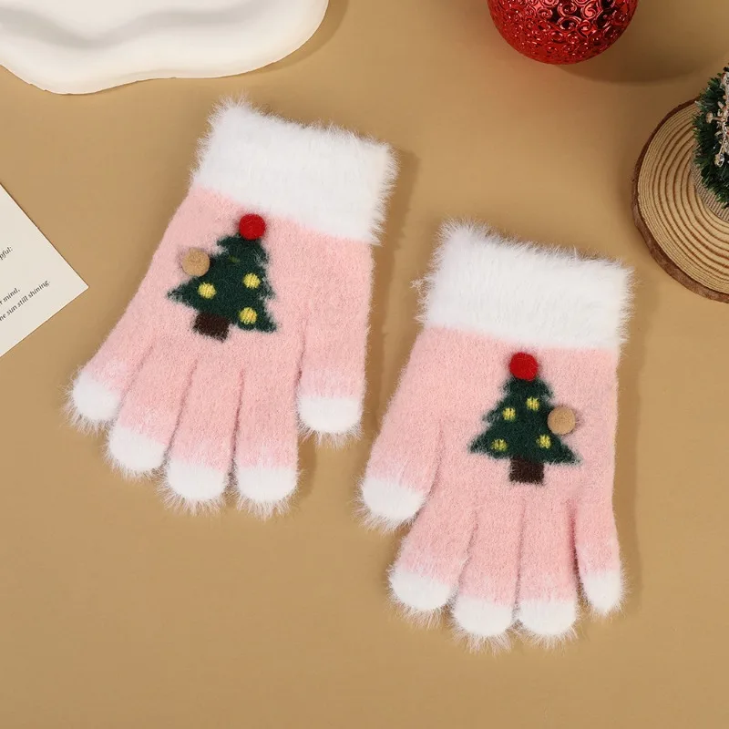 Anime Cute Christmas Gloves for Boys Girls Cartoon Fashion Touchscreen Split Finger Gloves Children Winter Outdoor Warm Mittens