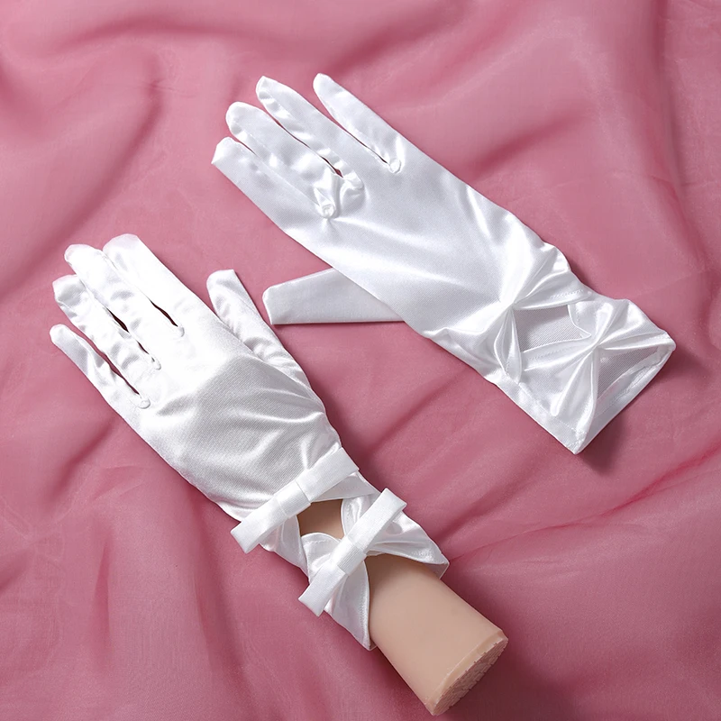 Paire de gants blancs adaptés aux fêtes de mariage pour femmes, accessoire de la mariée