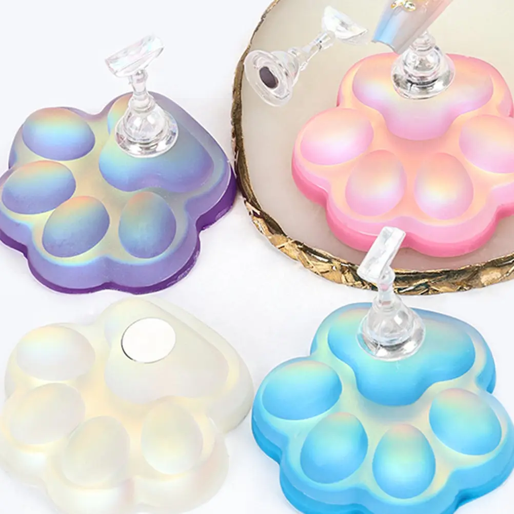 1Set Cat Paw Nail Stand Magnetic Resin Nail Art Practice Holder Stable Display for Acrylic Gel Fake Nails Tips Painting