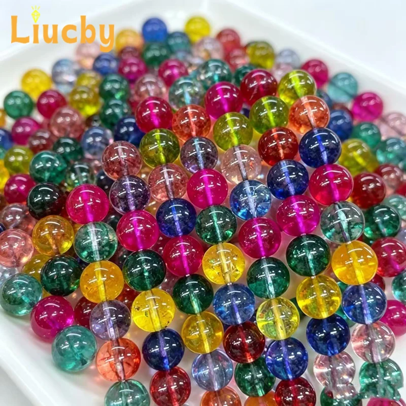 Scattered Beads Colorful Glass Beads For Jewelry Making DIY Jewelry Sets Bracelets Accessories 15'Inch 6/8/10MM About 100 Pieces