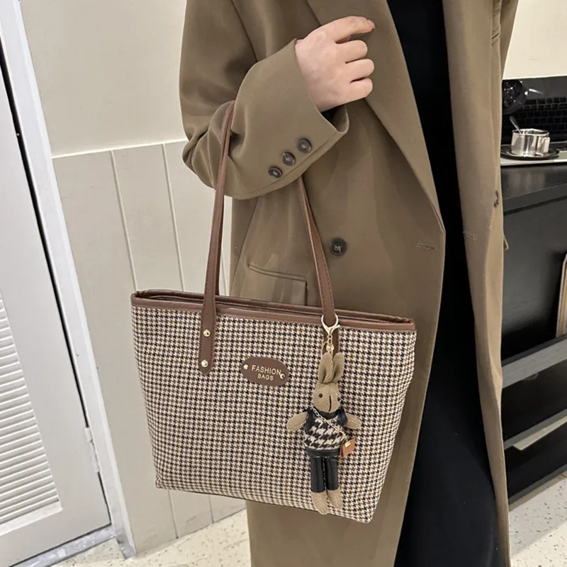 Elegante bolso de hombro para mujer, con rejilla Mil Pájaros y gran capacidad, estilo extranjero