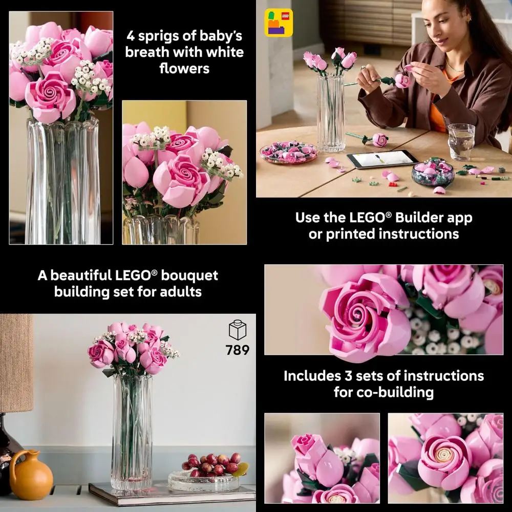 

Букет искусственных роз розового цвета для взрослых — идеально подходит для подарков, Дня святого Валентина или декора дома/офиса, от 18 лет, набор из 10374