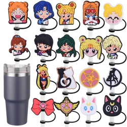 New Anime beautiful girl Straw Cover Cap10MM Drink Straw Plug riutilizzabile a prova di schizzi bere Fit Cup Straw Cap Charms Pendant